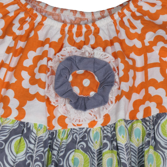 Baxter Beatrice Girls Dress Size 4T Fine Childrens Clothing Orange Gray Flower - Picture 6 of 13